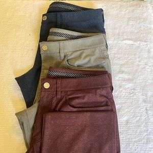 Three Bonobos gray/maroon/navy blue slim golf pants